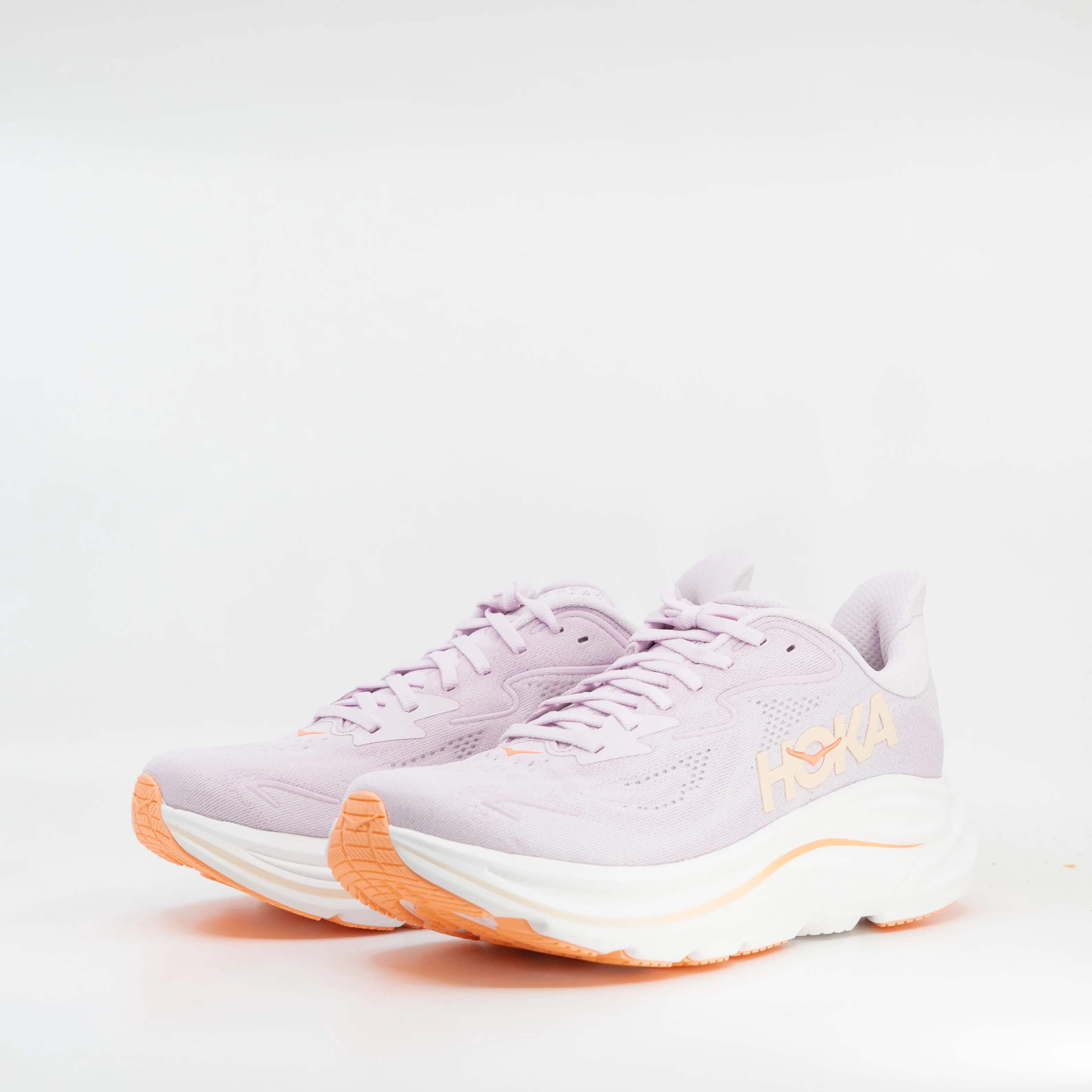 Hoka Clifton 10 (B Standard) Womens Lilac Cream/Tangerine Glow